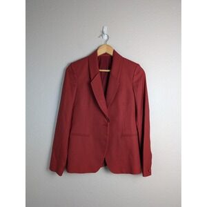 Faconnable‎ Womens Red Wool Twill Suit Jacket Size 36 Lined Made In Italy
